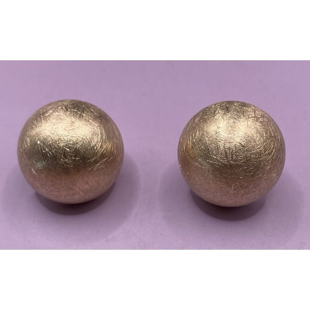 925 Sterling Silver Earrings Gold Textured Dome Clip On Italy